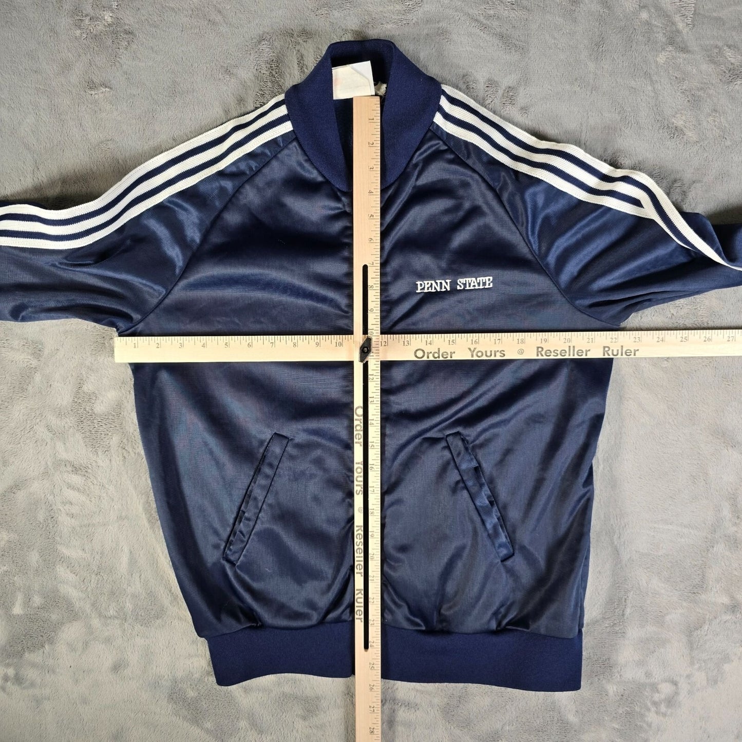 Vintage 1980s Broderick Penn State Talon Zipper Navy Track Jacket (Medium)