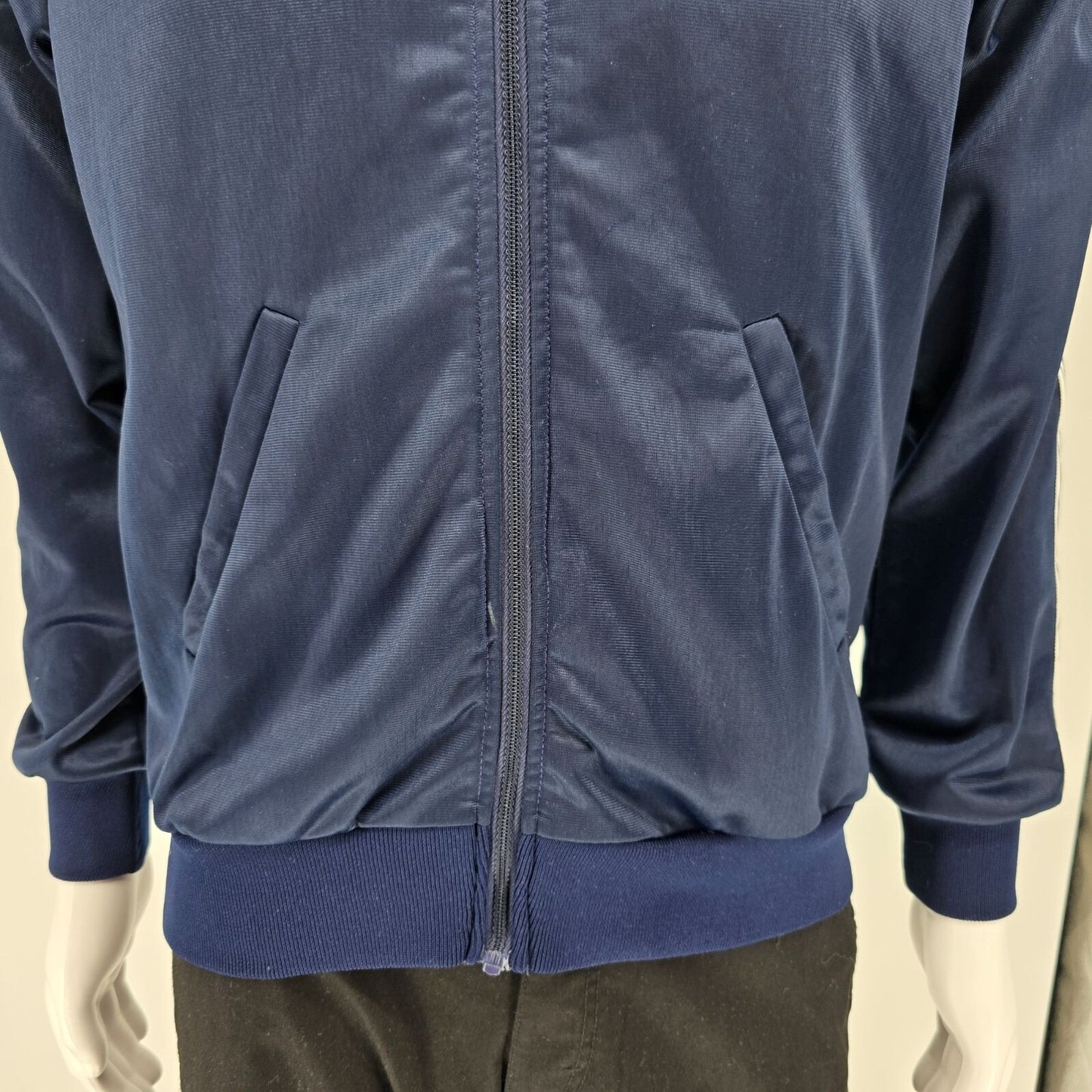 Vintage 1980s Broderick Penn State Talon Zipper Navy Track Jacket (Medium)