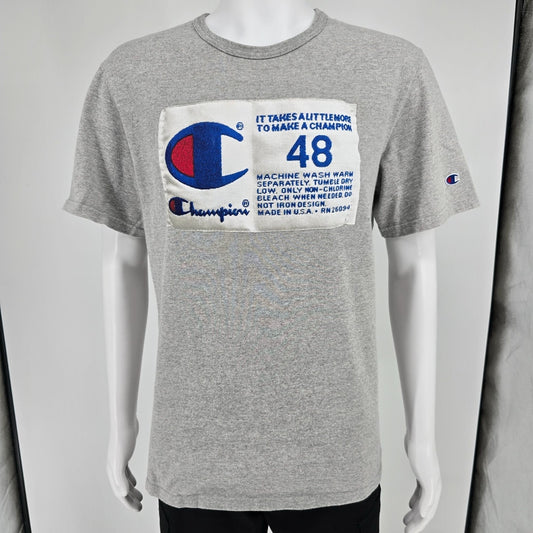 2020 Champion Photo-Real Jocktag Heritage Tee Oxford Gray T-Shirt (L) *Flaws