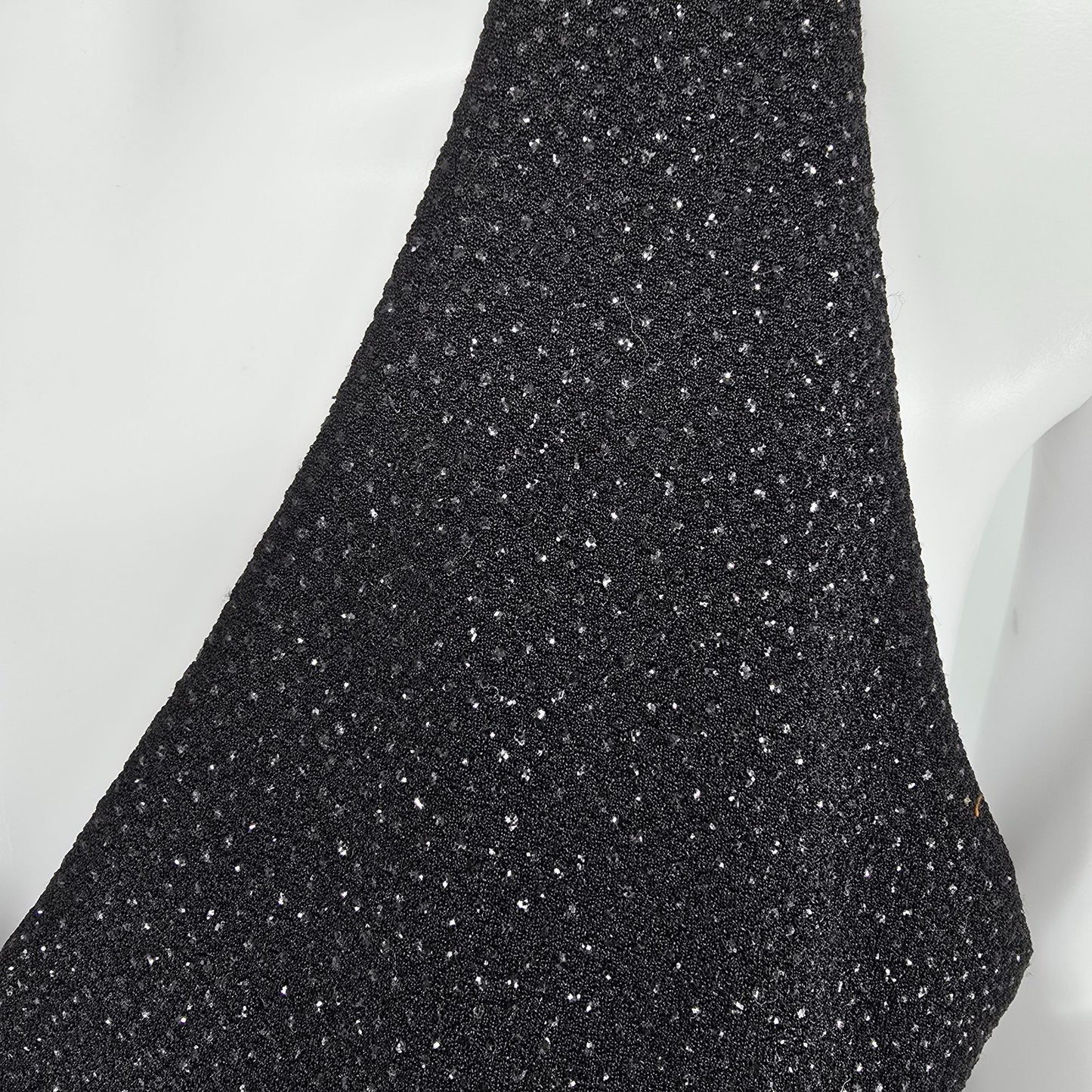Vintage Y2K City Triangles Black Glitter Open back Halter Maxi Prom Dress (S)