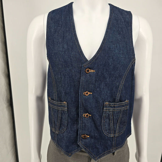Vintage 1980s Wrangler Made in USA Western Workwear Denim Vest (Size 36/ Small)