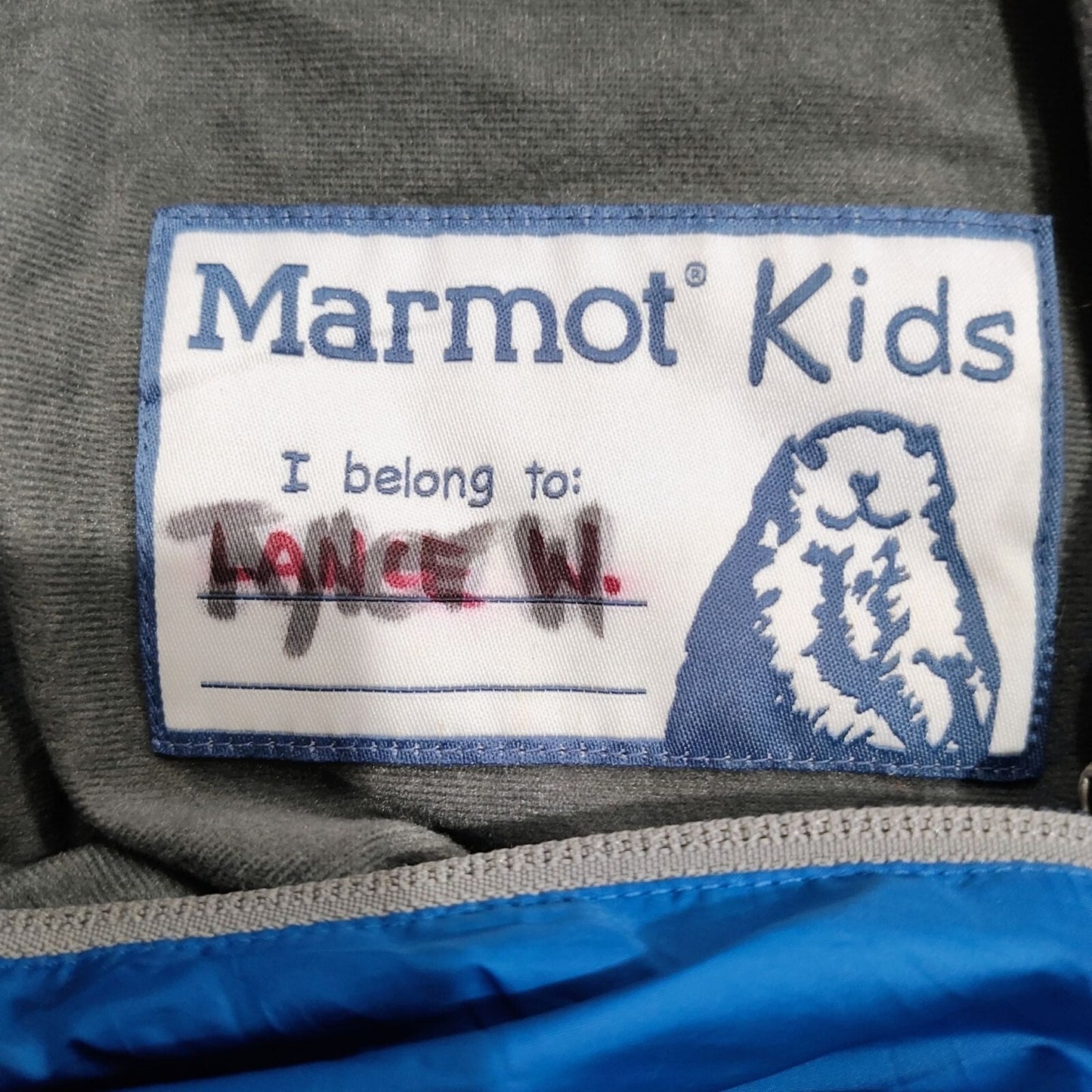 Marmot Kids 2009 Unisex Blue & Gray Lightweight Polyester Rain Jacket XL