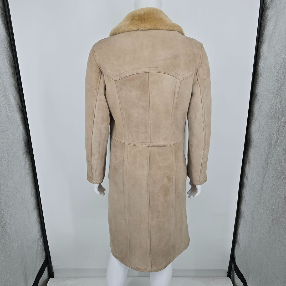 Vintage 1970s C&A Suede Shearling Double-breasted Heavy Winter Lammy Coat (S)