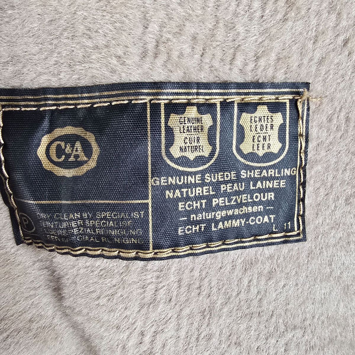 Vintage 1970s C&A Suede Shearling Double-breasted Heavy Winter Lammy Coat (S)