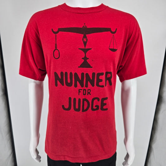 Vintage 1990s "Nunner For Judge" Harrison County Cadiz, Ohio 1992 T-Shirt (XL)