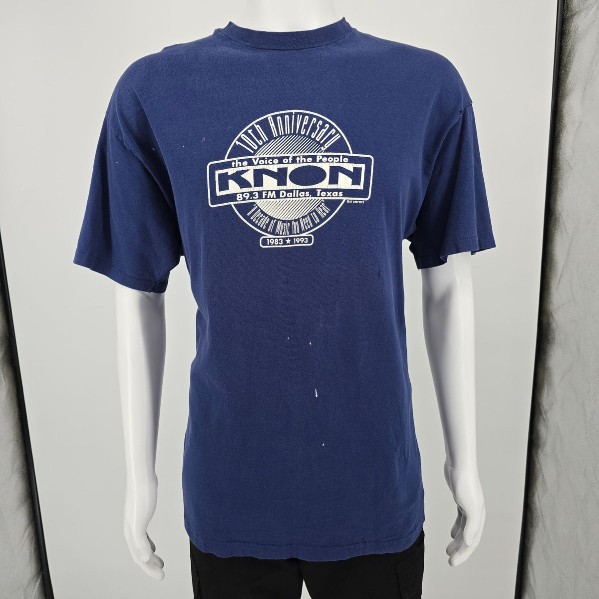 Vintage 1993 KNON 89.3 FM Dallas Texas 10th Anniversary Radio T-Shirt (L/XL)
