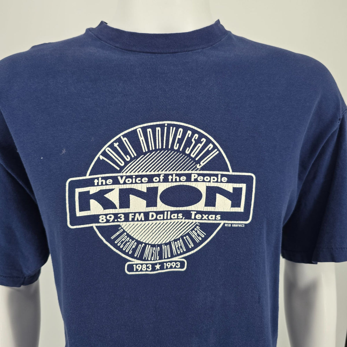 Vintage 1993 KNON 89.3 FM Dallas Texas 10th Anniversary Radio T-Shirt (L/XL)