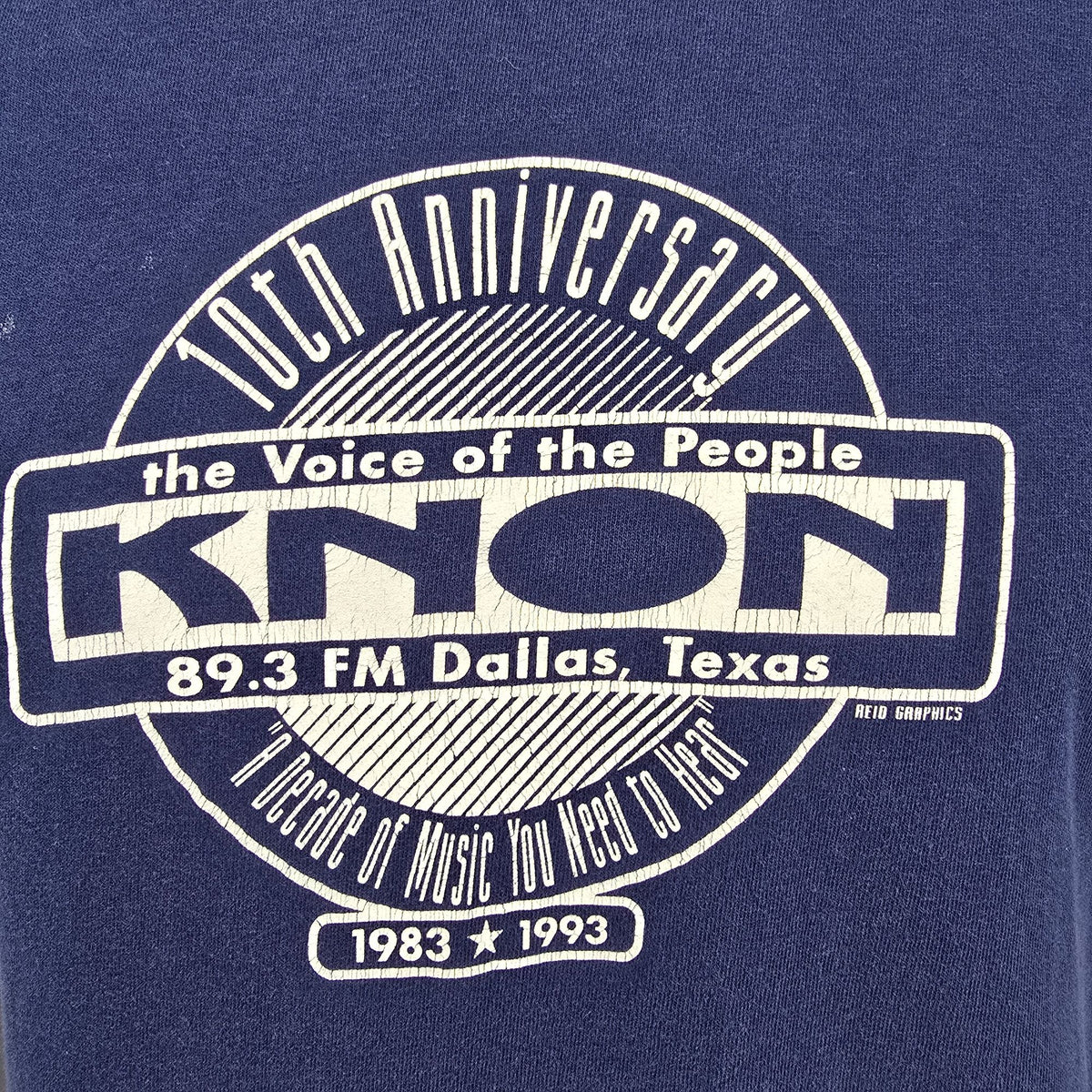 Vintage 1993 KNON 89.3 FM Dallas Texas 10th Anniversary Radio T-Shirt (L/XL)