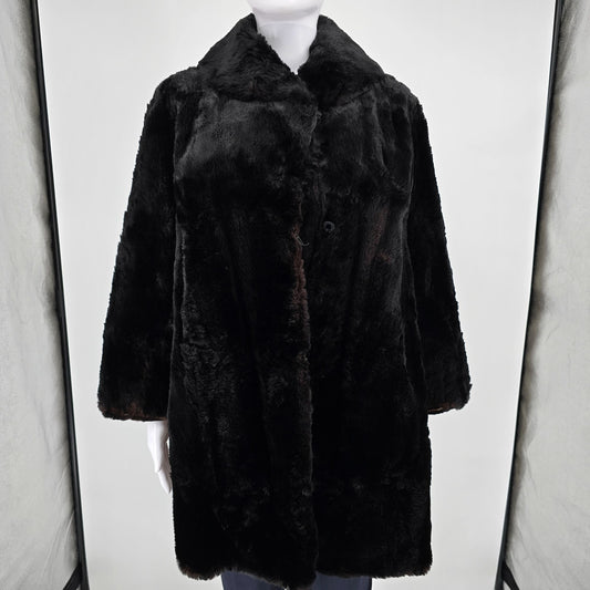 Vintage 1960s York Furs Muncie Deep Espresso/Black Sheared Fur Coat (L)