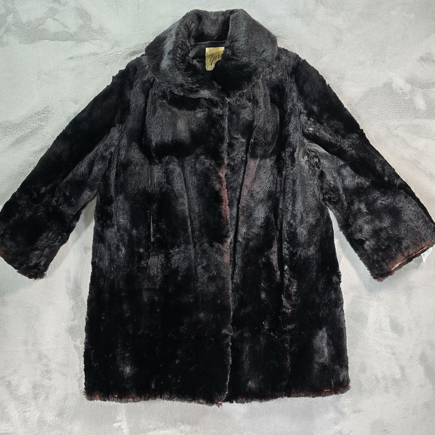 Vintage 1960s York Furs Muncie Deep Espresso/Black Sheared Fur Coat (L)