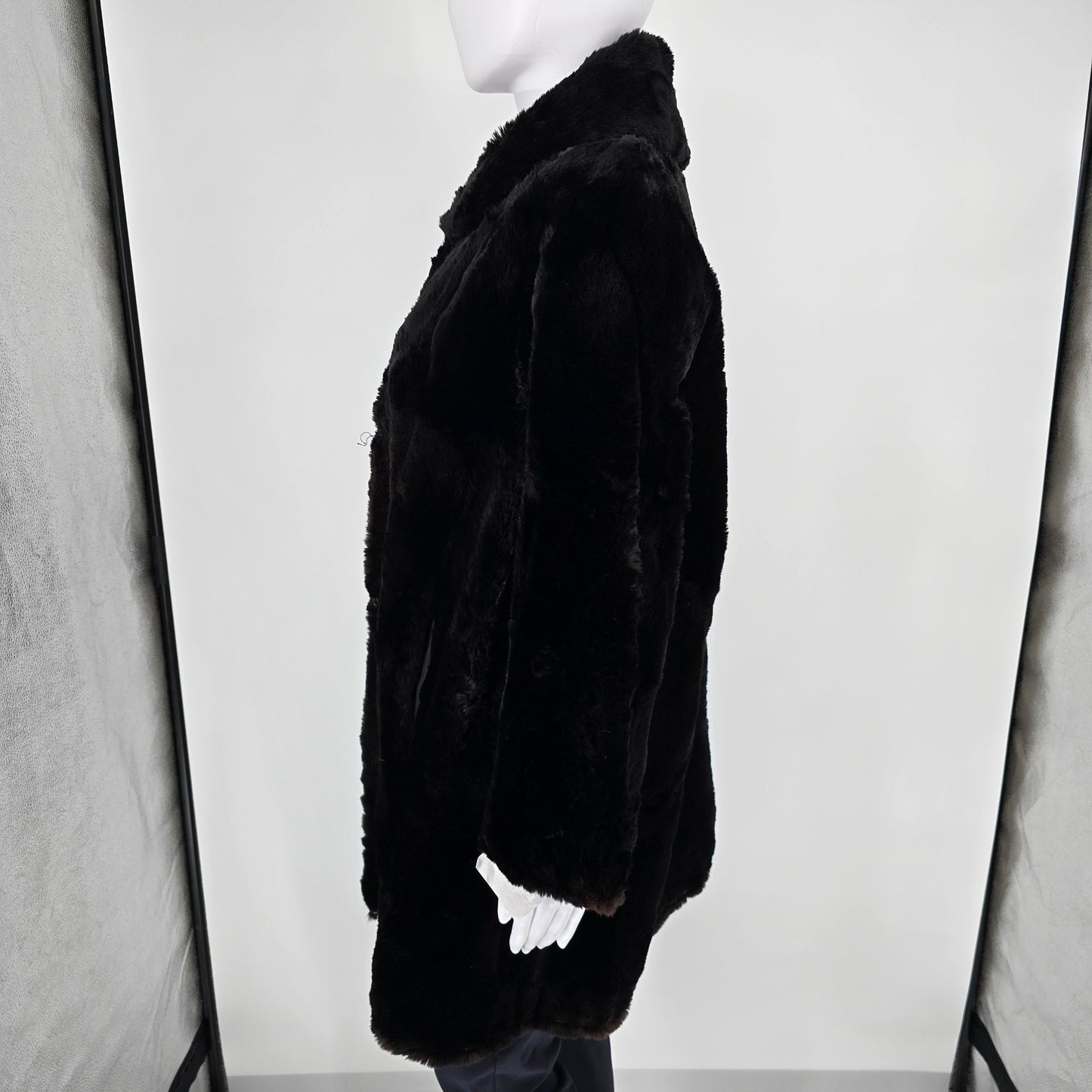 Vintage 1960s York Furs Muncie Deep Espresso/Black Sheared Fur Coat (L)