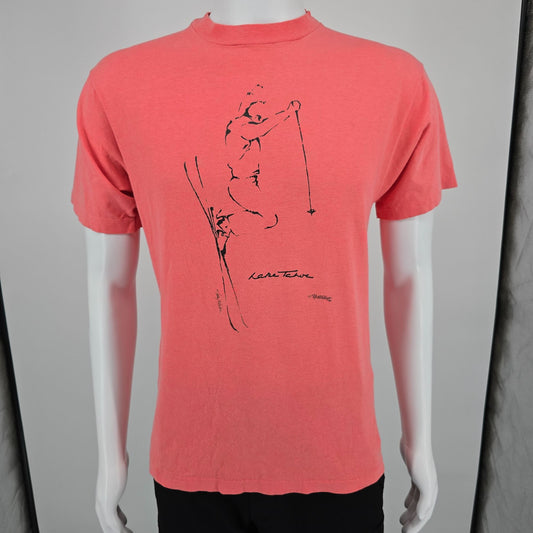 Vintage 1980s Yesterdays Kathy Morton Skier Graphic Lake Tahoe T-Shirt (M)