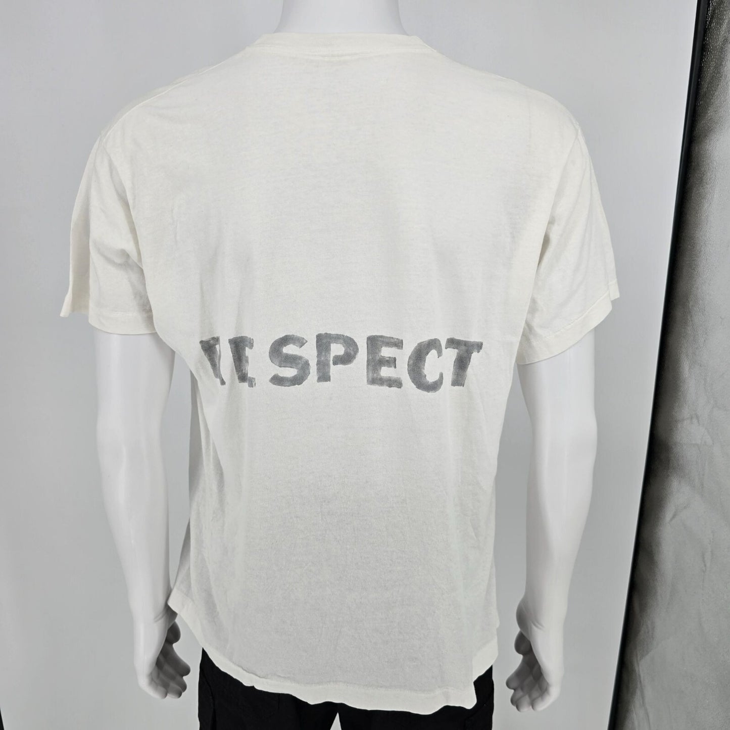 Vintage 1992 Fruit of the Loom "Respect" Baseball Graphic White T-Shirt (L)