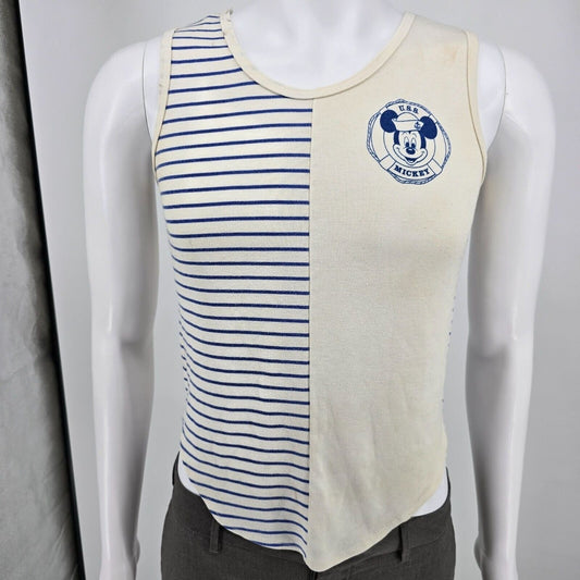 Vintage Distressed 1980s Disney U.S.S. Mickey Nautical Tank Top (Youth Large)