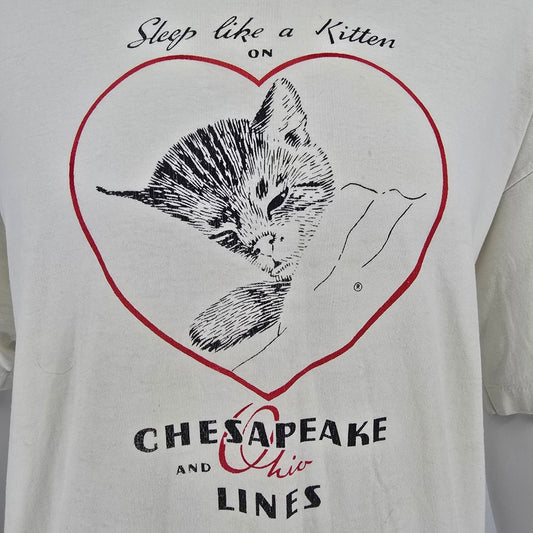 Vintage 1990s Chesapeake and Ohio Chessie "Sleep Like a Kitten" T-Shirt (XL)
