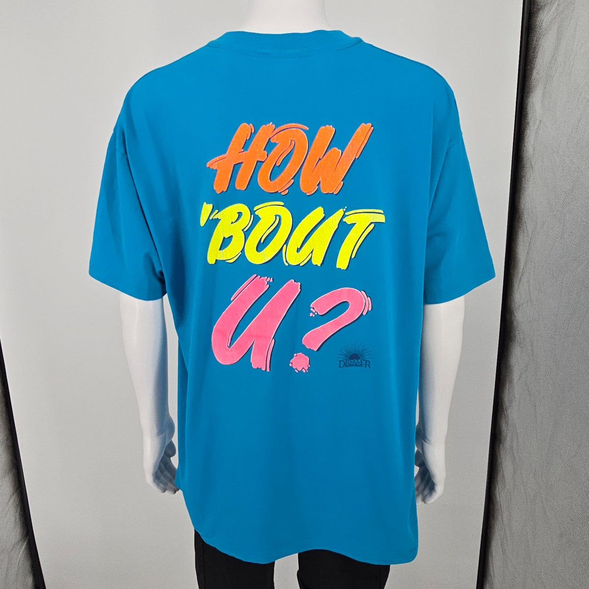 Vintage 1990s Hanes/Dreamer "I'm Excited How 'Bout U" Neon Text T-Shirt (XL/XXL)