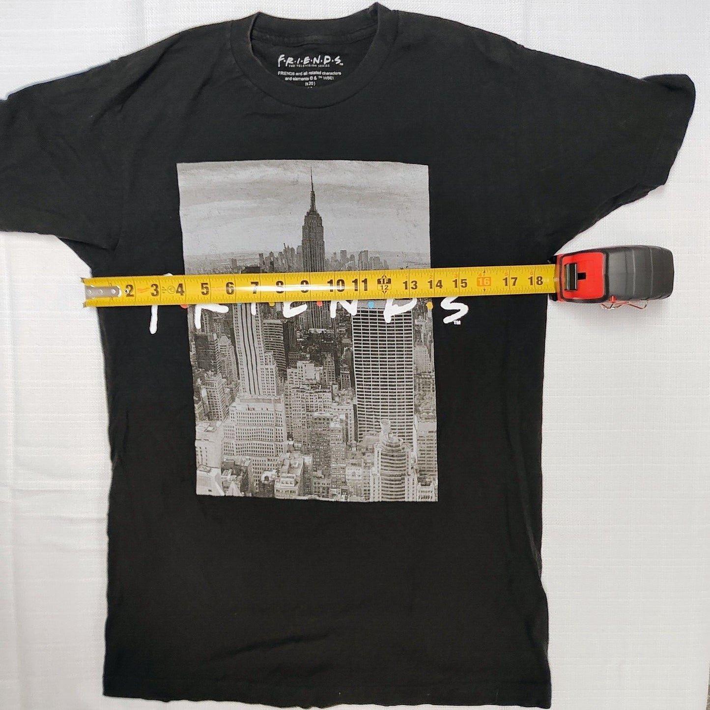 Friends New York City Skyline Black Graphic T-Shirt (Medium)