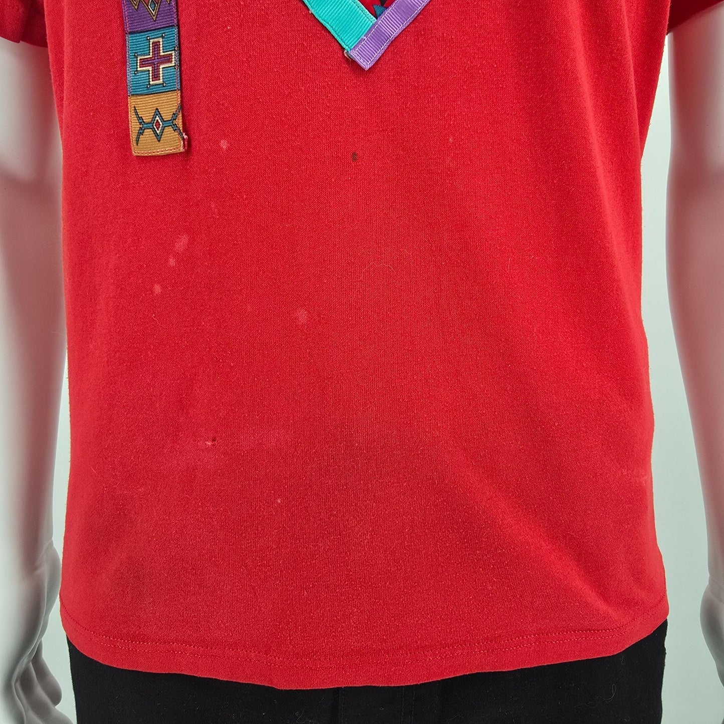 Vintage 1990s Jerzees Southwestern Ribbon Applique Wearable Art T-Shirt (M/L)