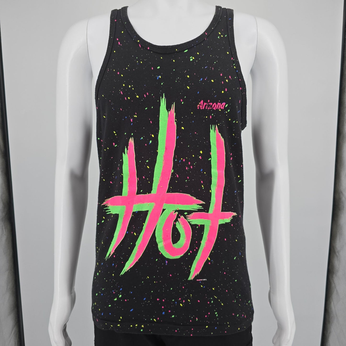 Vintage 1990s Sherry's Best Arizona Hot Neon Splatter Pattern Tank Top (S)