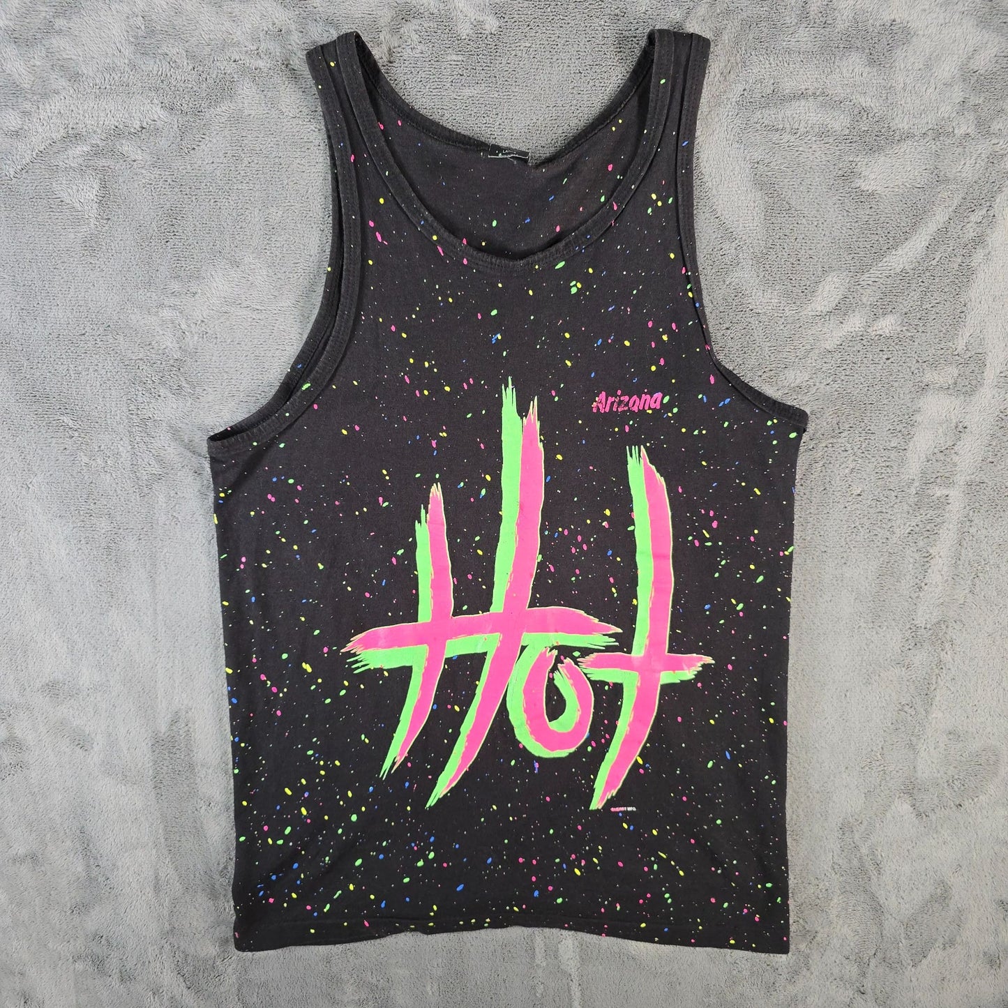 Vintage 1990s Sherry's Best Arizona Hot Neon Splatter Pattern Tank Top (S)