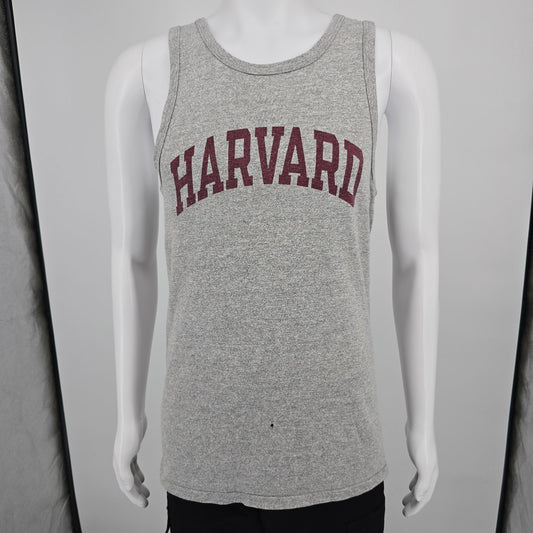 Vintage 1980s Champion Harvard University Gray Athletic Tank Top (S) *Fair