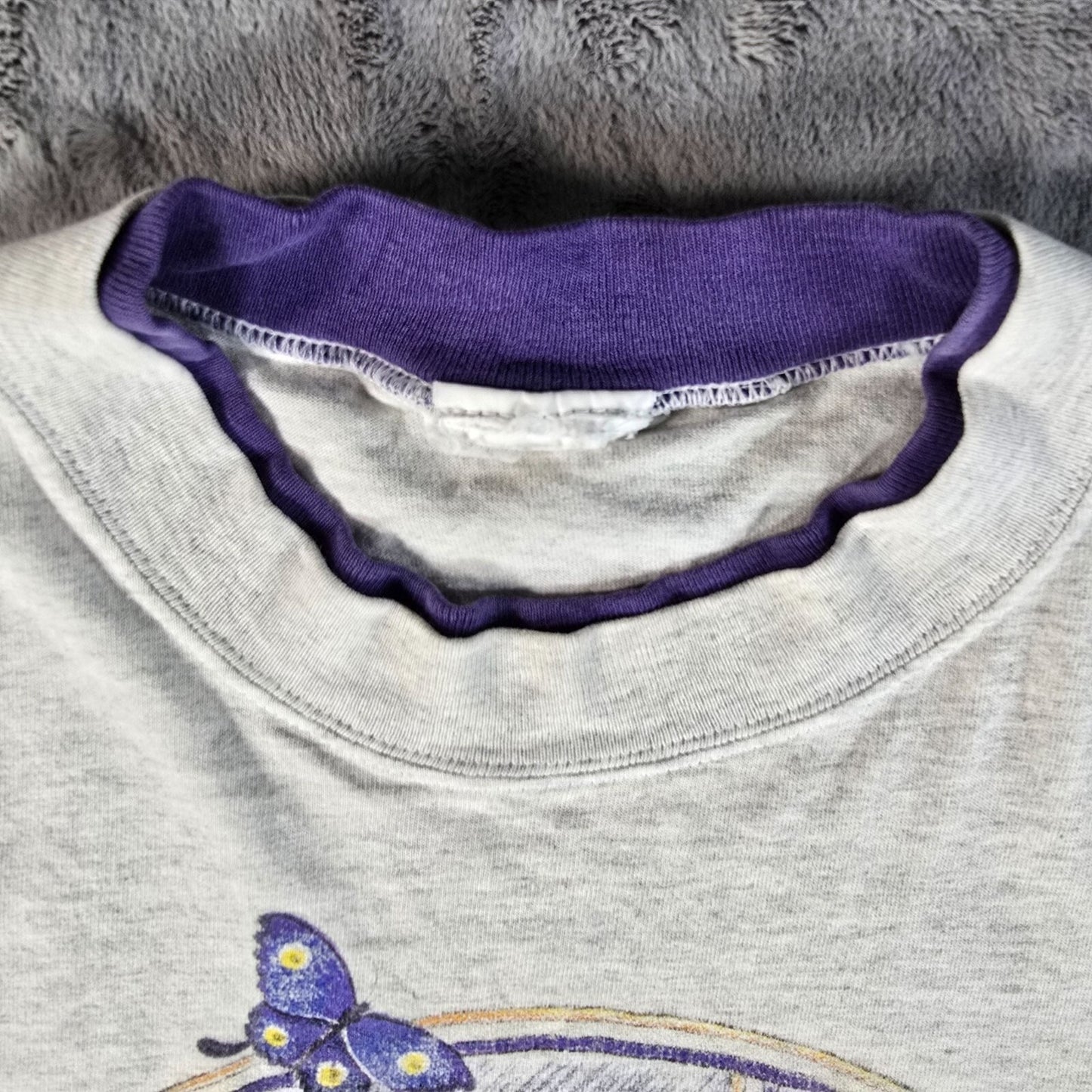 Distressed Vintage 1990s Pansy Flower Window Garden Ringer Tee T-Shirt (L)