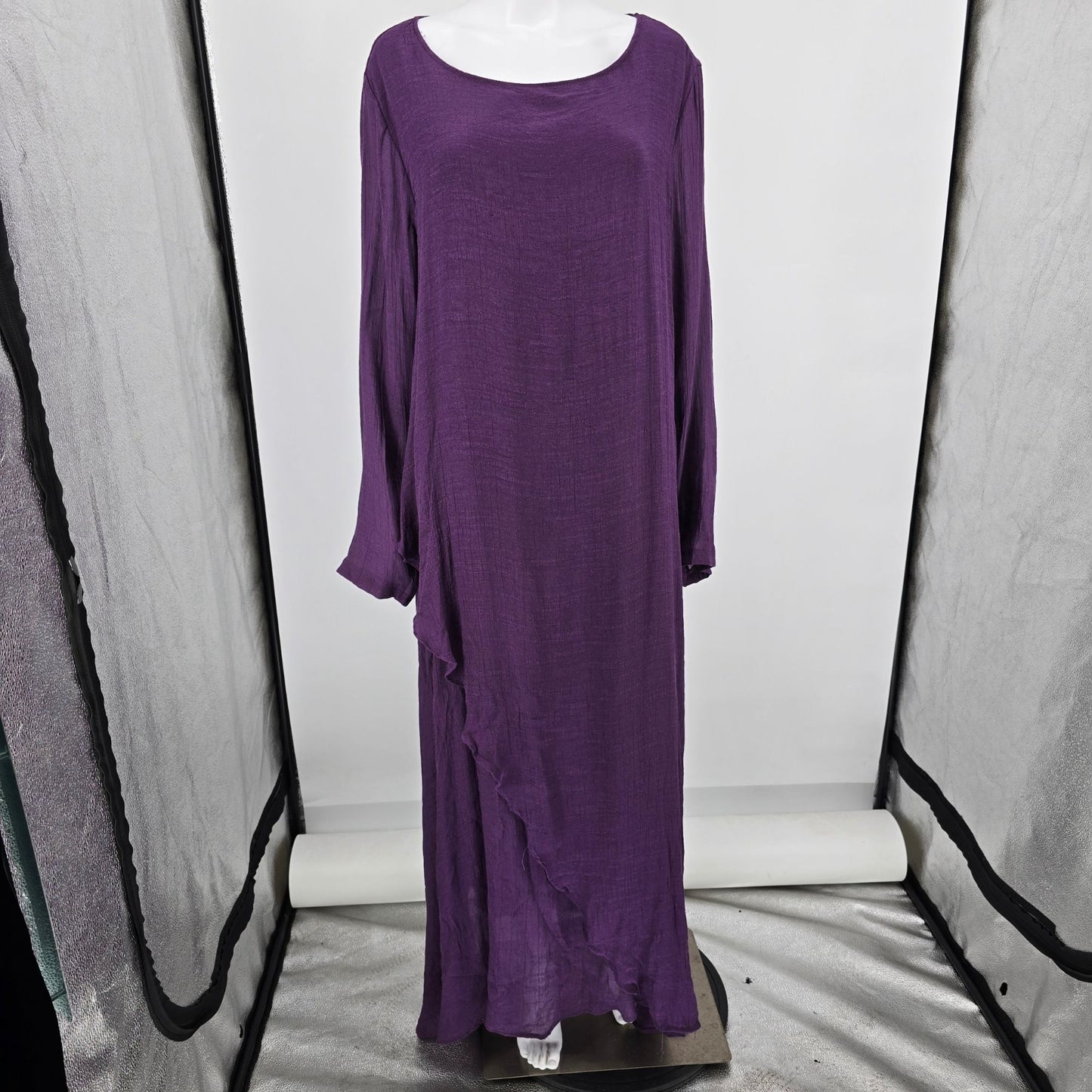 2020s Celmia Collection Purple Lagenlook Long Sleeve Textured Maxi Dress (5XL)
