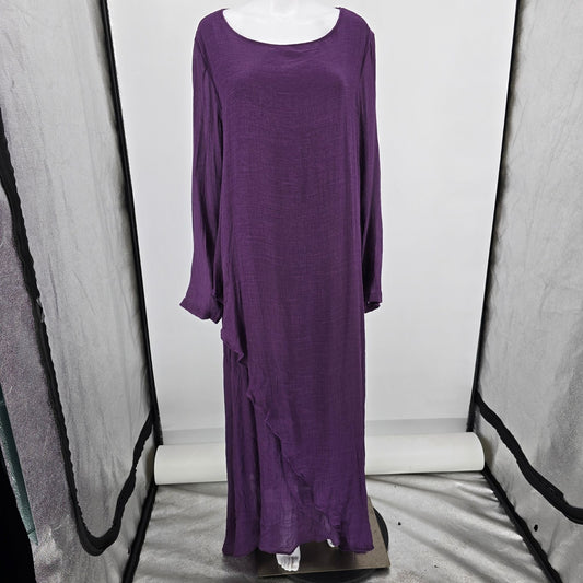 2020s Celmia Collection Purple Lagenlook Long Sleeve Textured Maxi Dress (5XL)