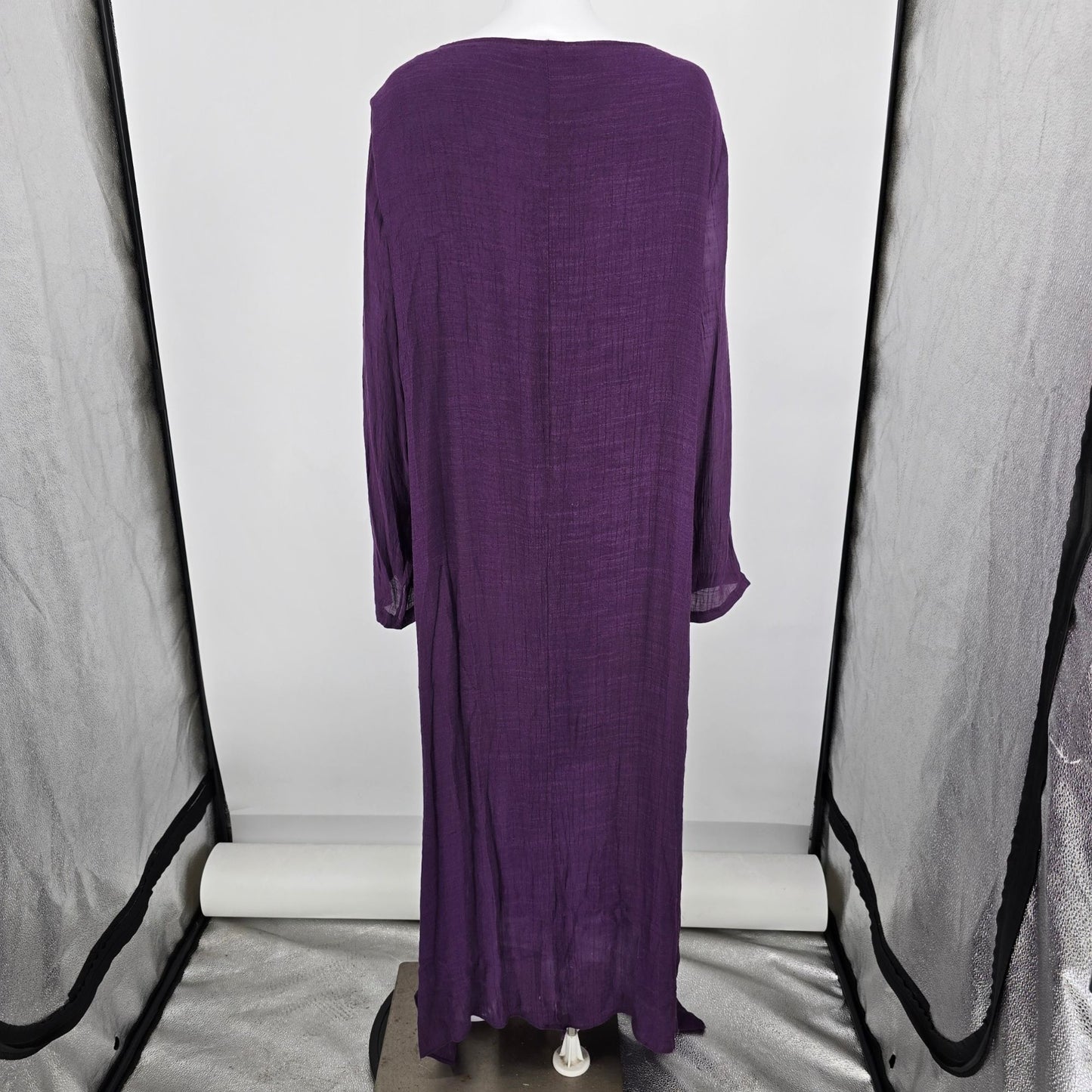 2020s Celmia Collection Purple Lagenlook Long Sleeve Textured Maxi Dress (5XL)