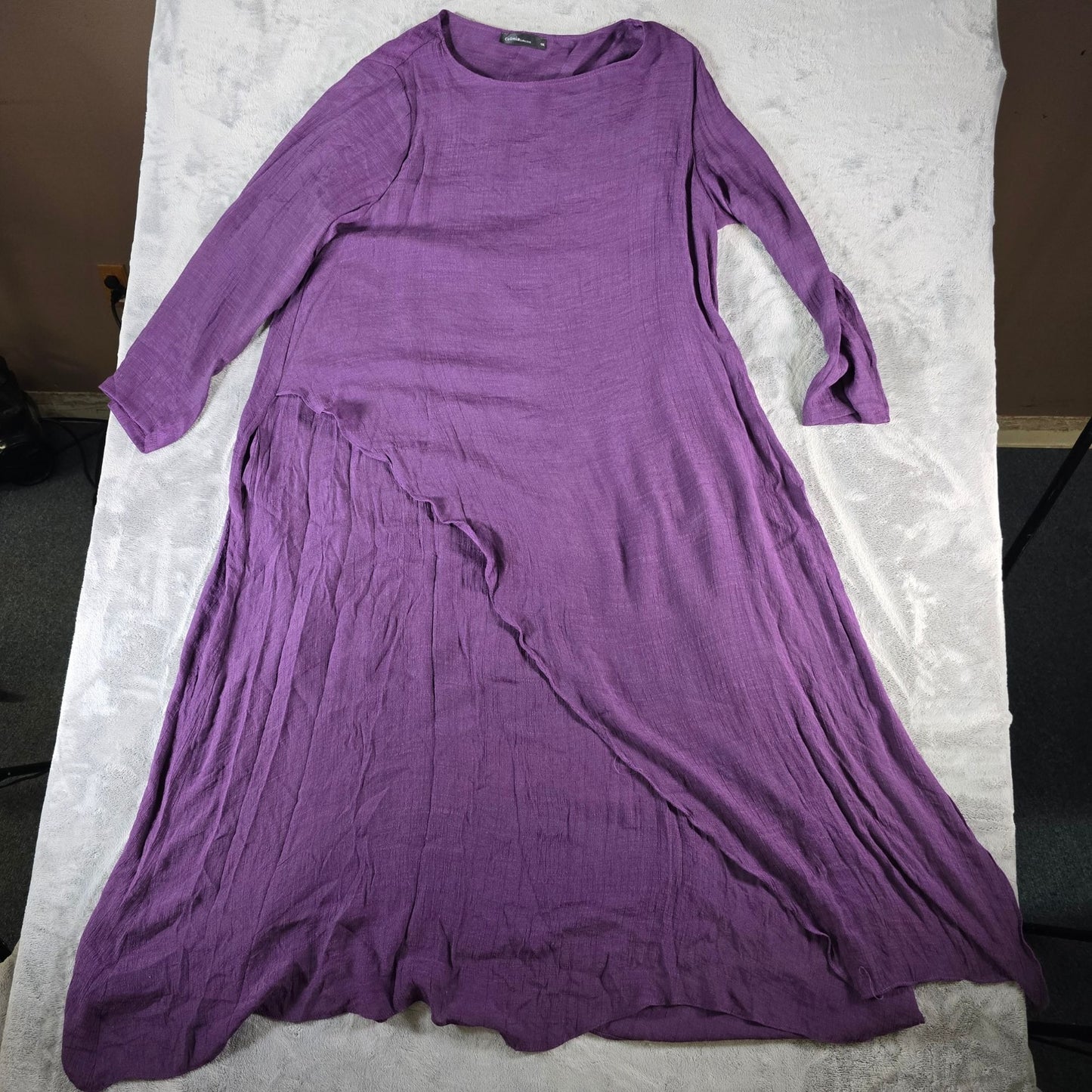 2020s Celmia Collection Purple Lagenlook Long Sleeve Textured Maxi Dress (5XL)