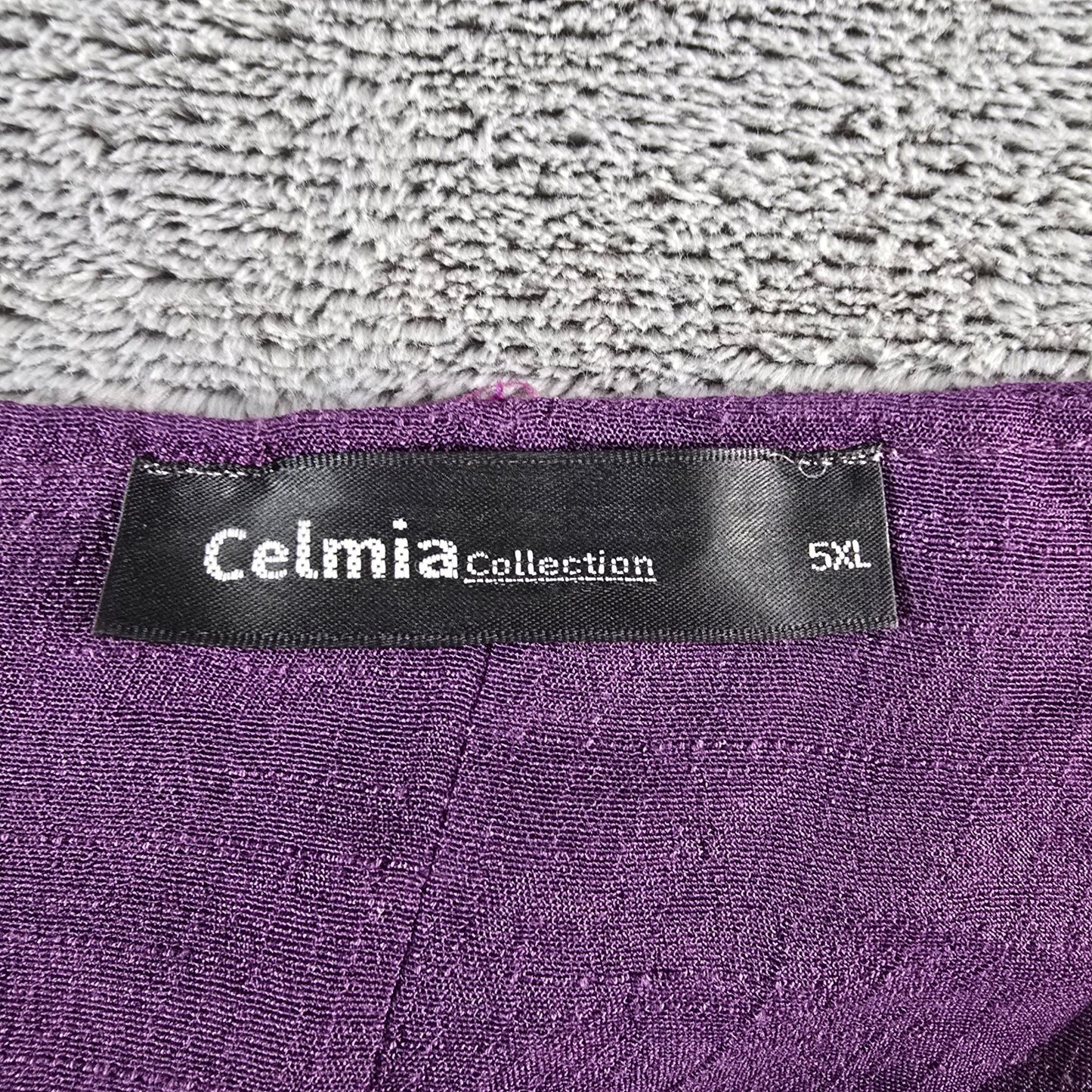 2020s Celmia Collection Purple Lagenlook Long Sleeve Textured Maxi Dress (5XL)