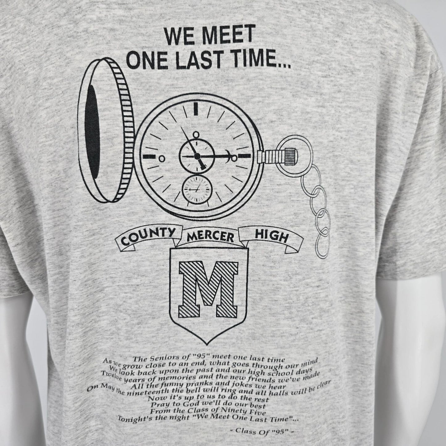 Vintage 1995 Mercer County High School Project Graduation Senior T-Shirt (XL)