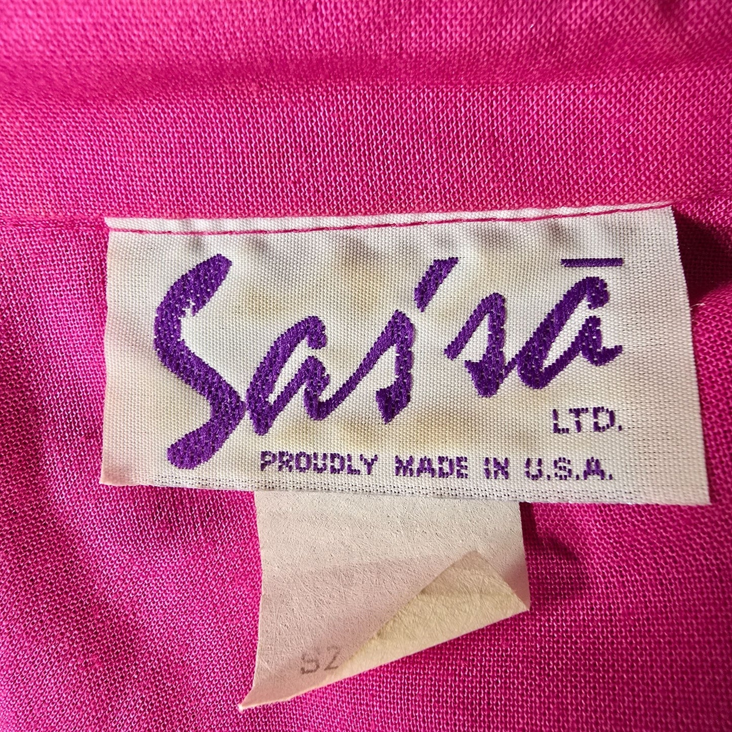 Vintage 1980s Sas'sa Pink Western Cowgirl Rodeo Studded/Fringed Shirt Dress (M)