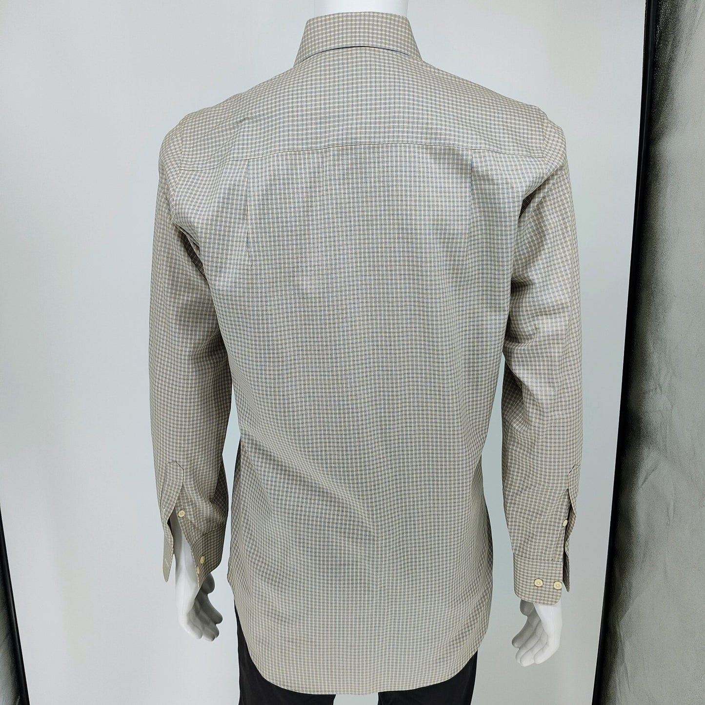 NWOT David Donahue Light Brown Checkered Trim Fit Dress Shirt (15 32/33)