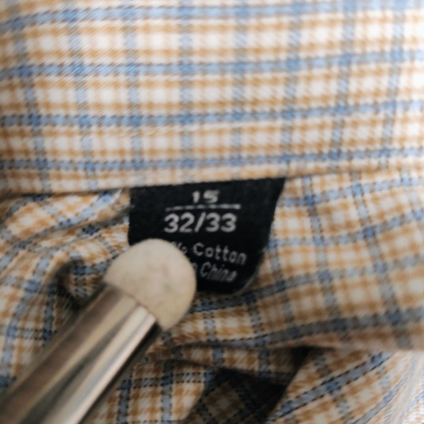 NWOT David Donahue Light Brown Checkered Trim Fit Dress Shirt (15 32/33)