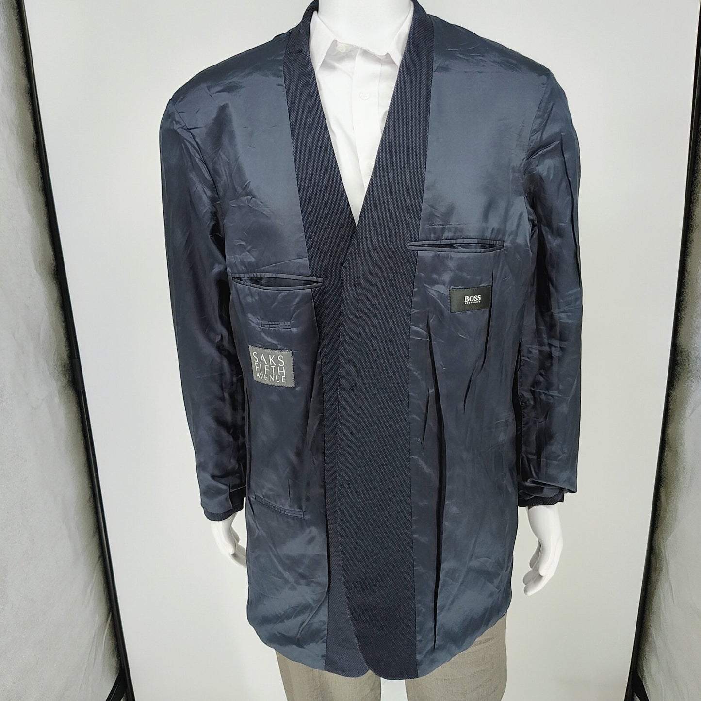 Boss Hugo Boss Blue Einstein US Suit Jacket Sport Coat Blazer (44L) *FLAW"