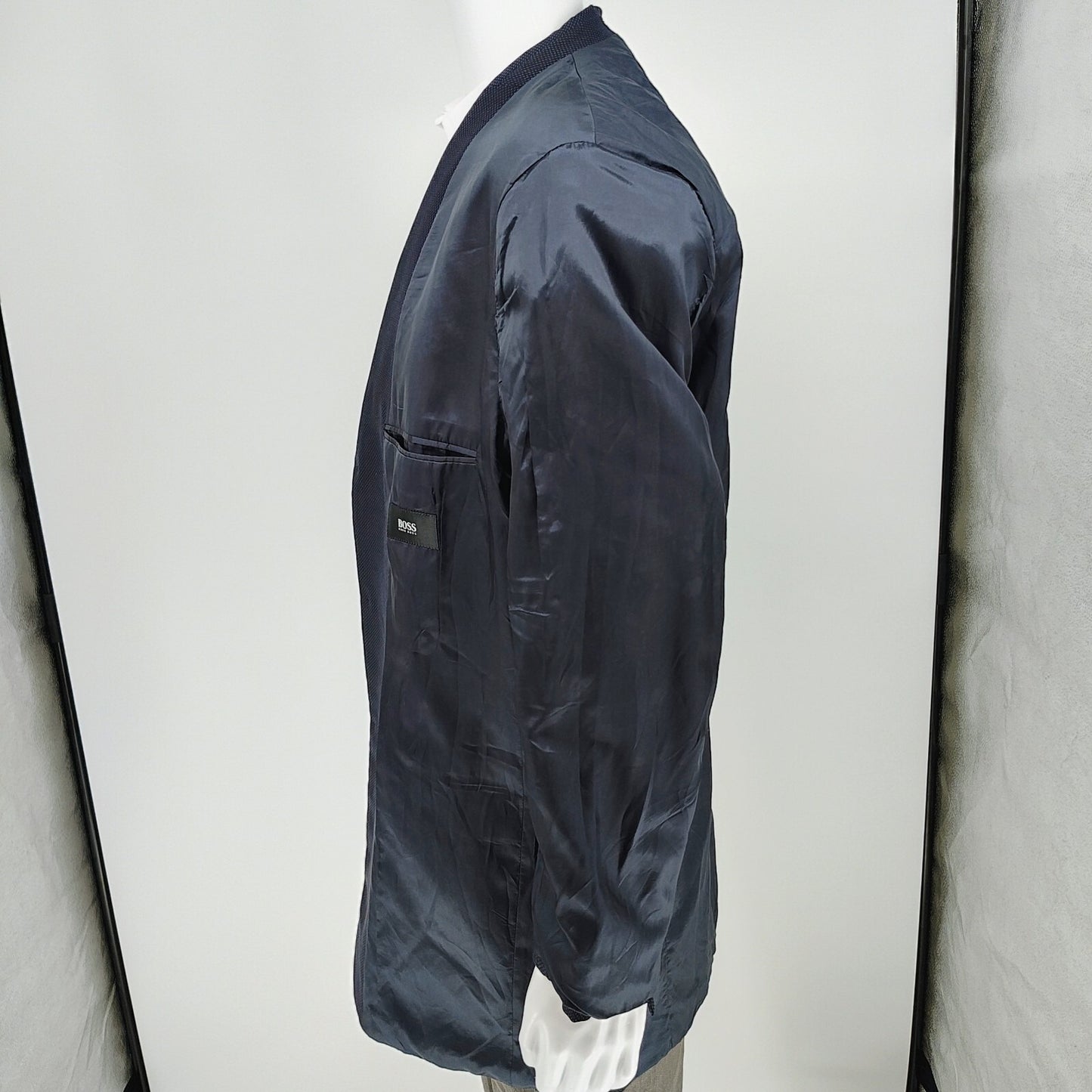 Boss Hugo Boss Blue Einstein US Suit Jacket Sport Coat Blazer (44L) *FLAW"