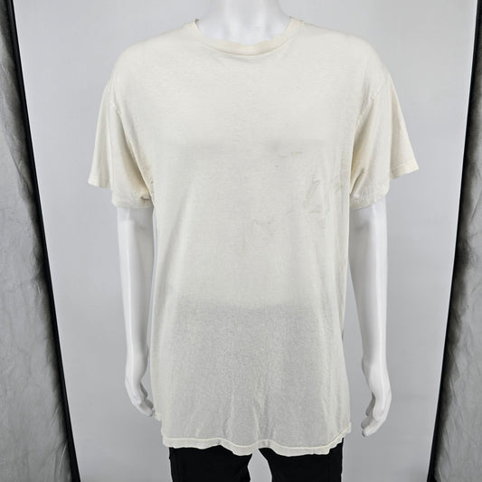 Distressed Vintage 1990s Hanes Blank Single Stitch Cotton T-Shirt (L/XL Long)