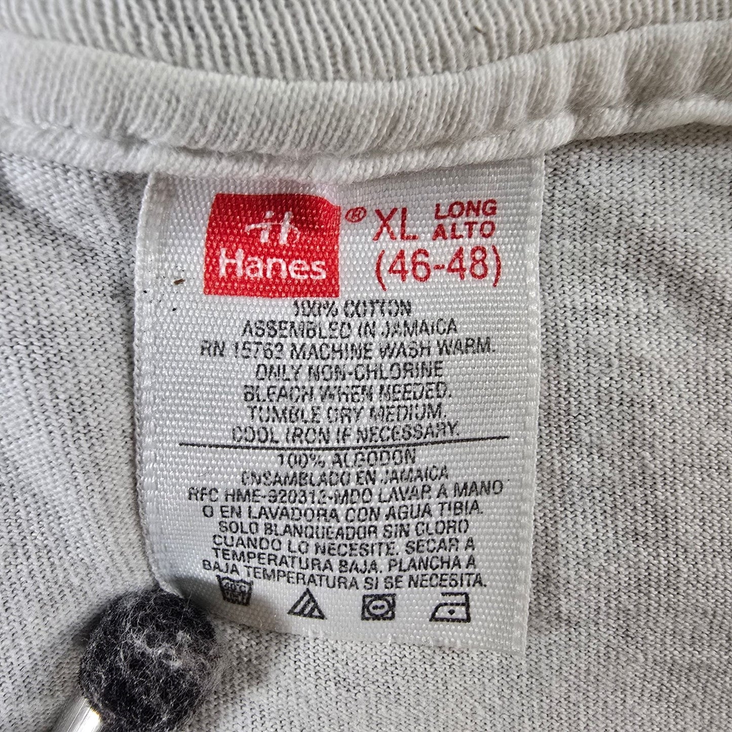 Distressed Vintage 1990s Hanes Blank Single Stitch Cotton T-Shirt (L/XL Long)