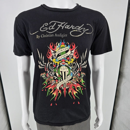 Vintage Y2K Ed Hardy by Christian Audigier "Death Before Dishonor" T-Shirt (L)