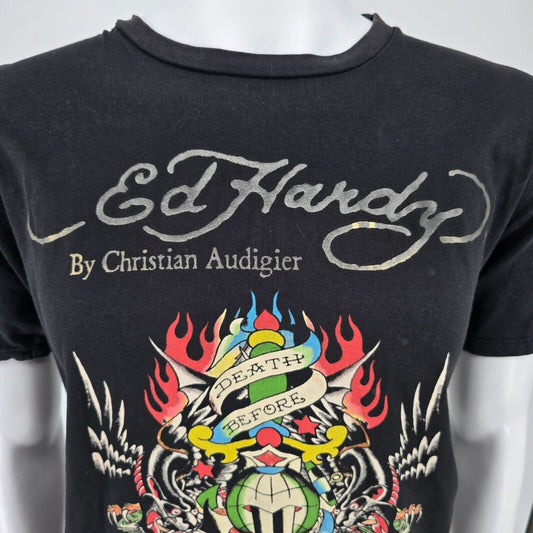 Vintage Y2K Ed Hardy by Christian Audigier "Death Before Dishonor" T-Shirt (L)