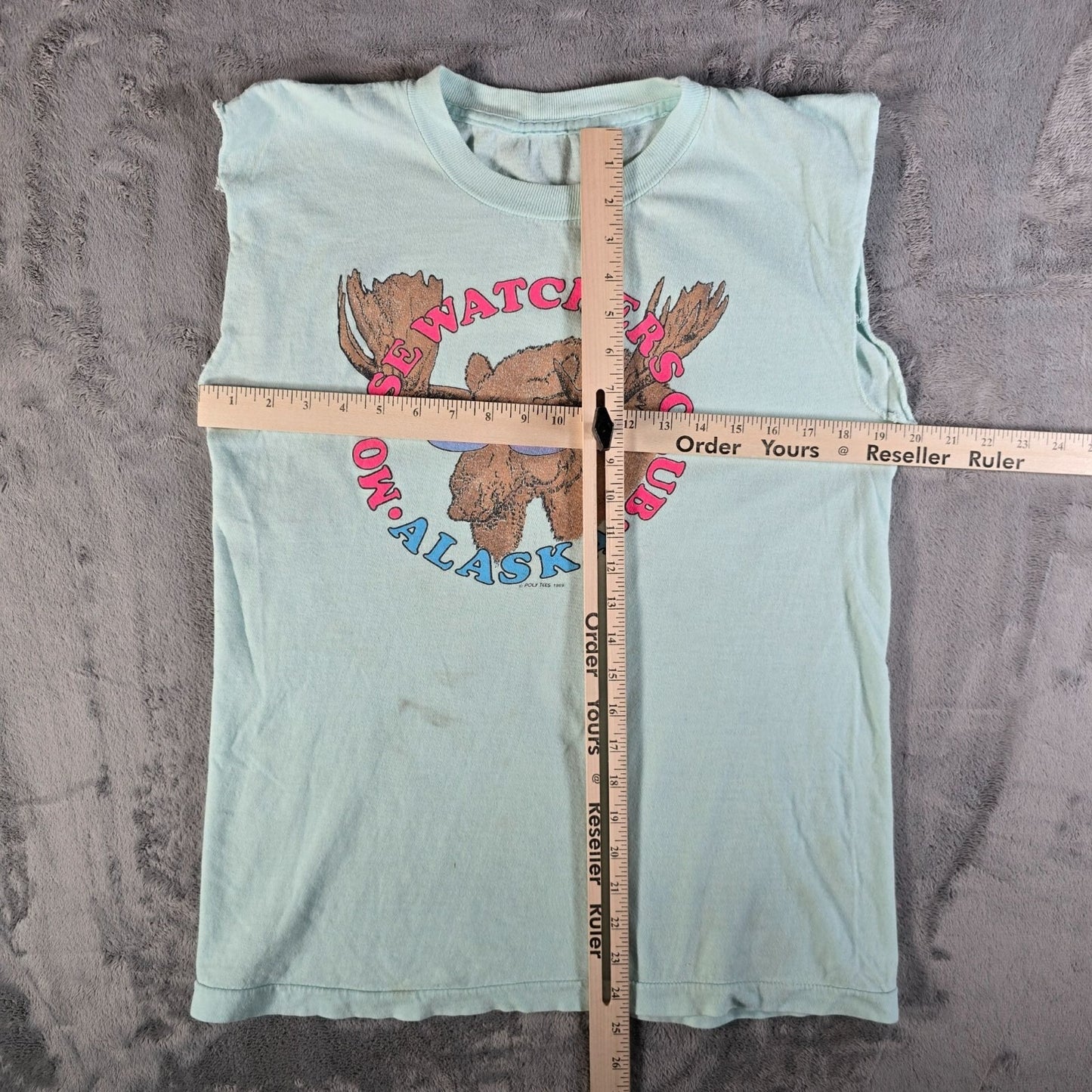 Vintage 1989 Poly Tees Moose Watchers Club Alaska DIY Sleeveless T-Shirt (M)