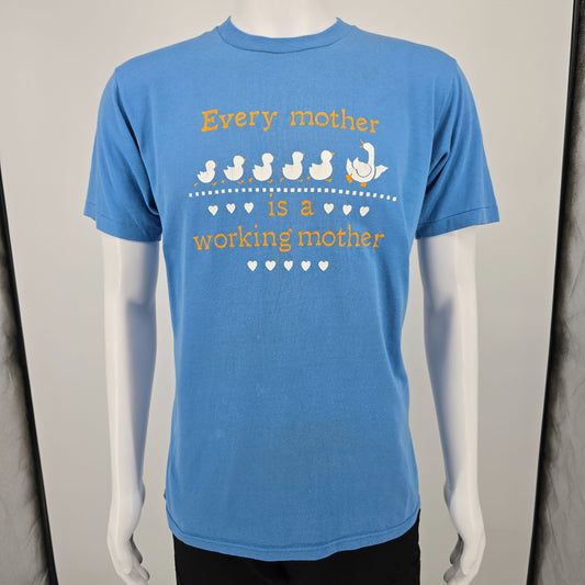 Vintage 1980s "Every Mother Is a Working Mother" Ducks/Hearts T-Shirt (M/L)