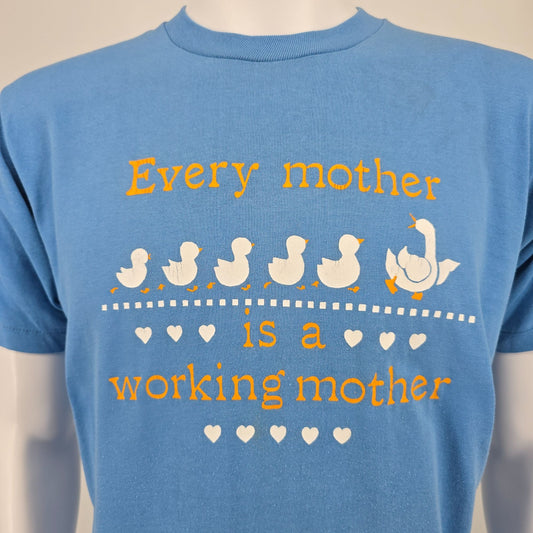 Vintage 1980s "Every Mother Is a Working Mother" Ducks/Hearts T-Shirt (M/L)