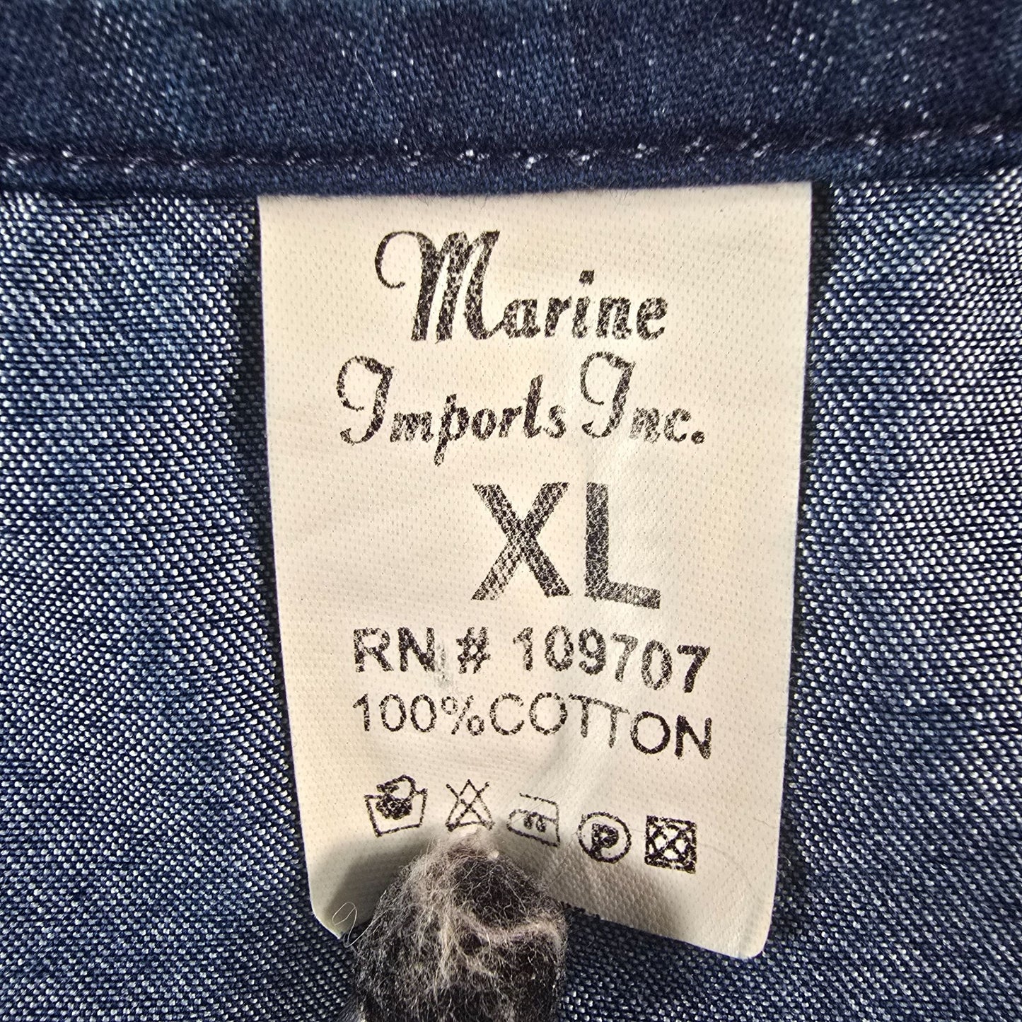 2010s Marine Imports Blue Chambray Cotton Daishiki Shift Tunic Dress (XL)