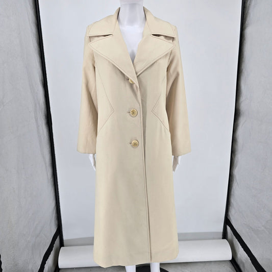 Vintage 1970s Fashionbilt Coat for All Seasons Cream Trench Style Long Coat (M)
