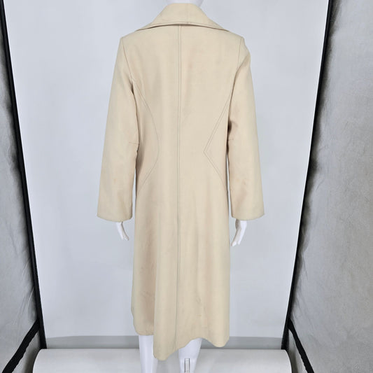 Vintage 1970s Fashionbilt Coat for All Seasons Cream Trench Style Long Coat (M)