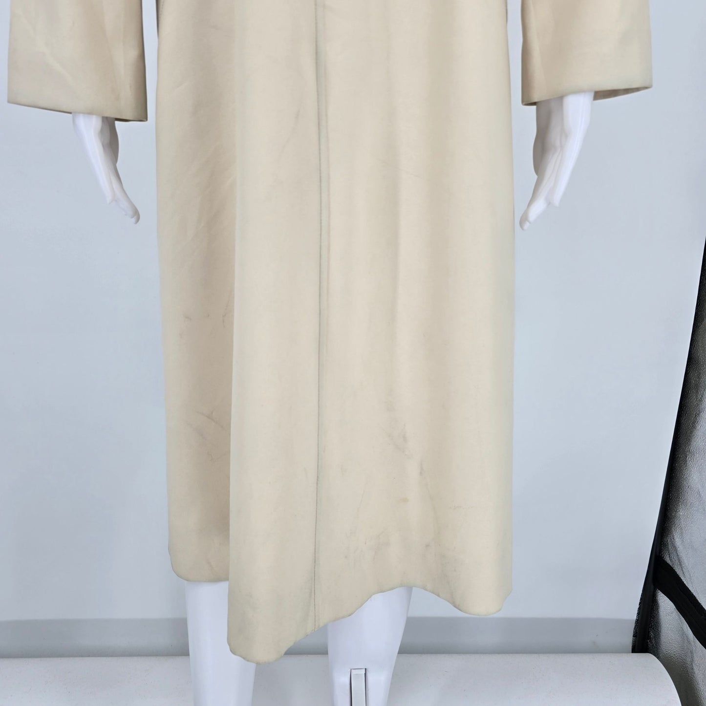 Vintage 1970s Fashionbilt Coat for All Seasons Cream Trench Style Long Coat (M)
