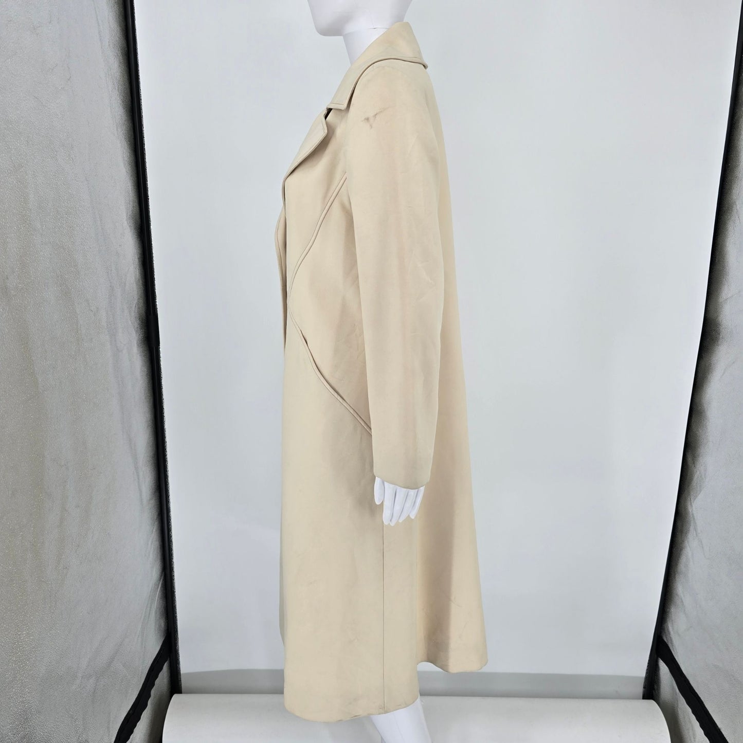 Vintage 1970s Fashionbilt Coat for All Seasons Cream Trench Style Long Coat (M)