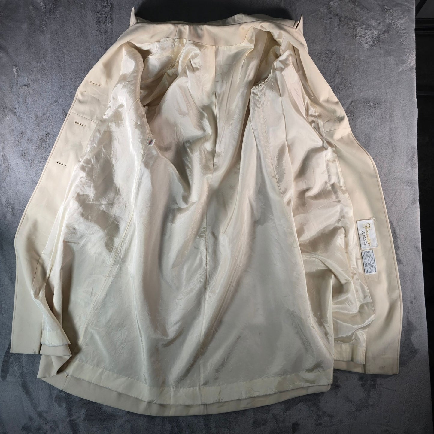 Vintage 1970s Fashionbilt Coat for All Seasons Cream Trench Style Long Coat (M)